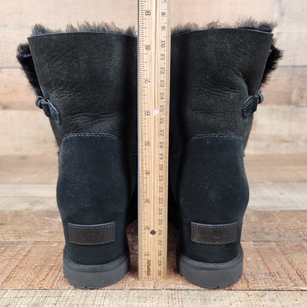 UGG Classic Femme Toggle Women's Size 7.5 US Black Suede Wedge Boots 1113479 - Picture 5 of 10